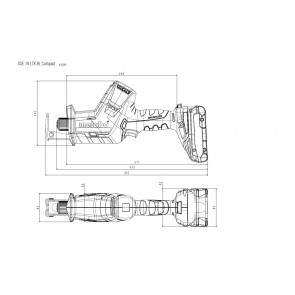 Metabo 18 Volt Σπαθοσέγα Μπαταρίας SSE 18 LTX BL Compact